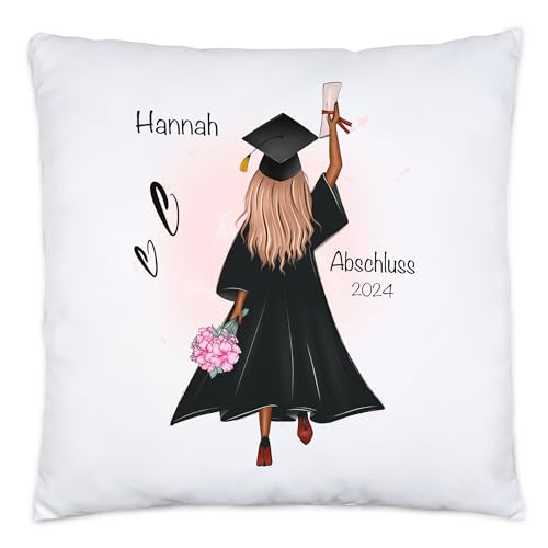 Kiddle-Design Bachelor Master Abitur 2024 Kissen Abschluss Geschenk Personalisiert Name Absolventin Doktor Frauen Damen Schulabschluss Abi von Kiddle-Design