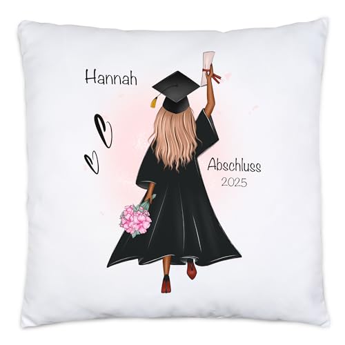 Kiddle-Design Bachelor Master Abitur 2025 Kissen Abschluss Geschenk Personalisiert Name Absolventin Doktor Frauen Damen Schulabschluss Abi von Kiddle-Design
