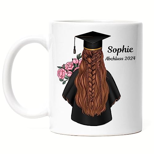 Kiddle-Design Bachelor Master Abitur 2024 Tasse Abschluss Geschenk Personalisiert Absolventin Name Doktor Damen Frauen Schulabschluss Abi von Kiddle-Design