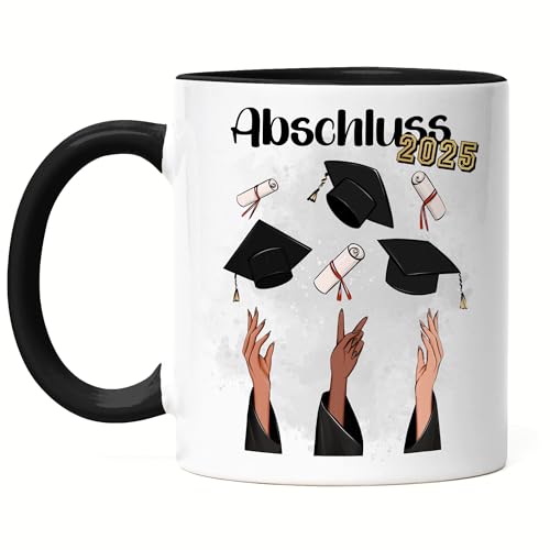 Kiddle-Design Bachelor Master Abitur 2025 Tasse Schwarz Abschluss Personalisiert Geschenk Name Absolvent Doktor Dr Schulabschluss Abi von Kiddle-Design