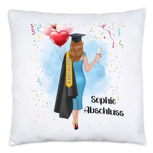 Kiddle-Design Bachelor Master Abitur 2025 Kissen Abschluss Geschenk Personalisiert Name Dr Doktor Absolventin Damen Frauen Abi Schulabschluss von Kiddle-Design