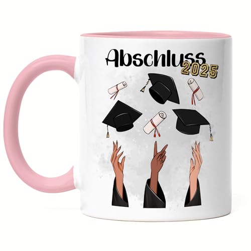 Kiddle-Design Bachelor Master Abitur 2025 Tasse Rosa Abschluss Personalisiert Geschenk Name Absolvent Doktor Dr Schulabschluss Abi von Kiddle-Design