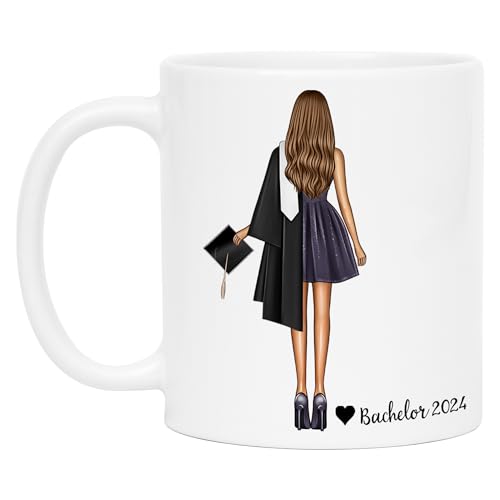 Kiddle-Design Bachelor Master Abschluss Tasse 2024 als Geschenk mit Name Absolventin Doktor Personalisierte Kaffeetasse Frauen Damen Personalisieren von Kiddle-Design