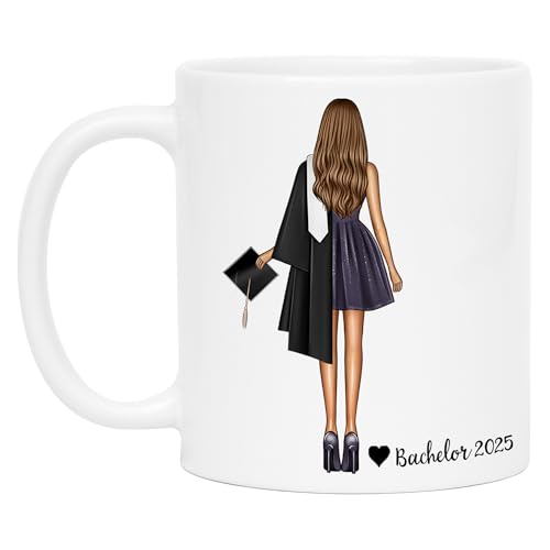Kiddle-Design Bachelor Master Abschluss Tasse 2025 als Geschenk mit Name Absolventin Doktor Personalisierte Kaffeetasse Frauen Damen Personalisieren von Kiddle-Design