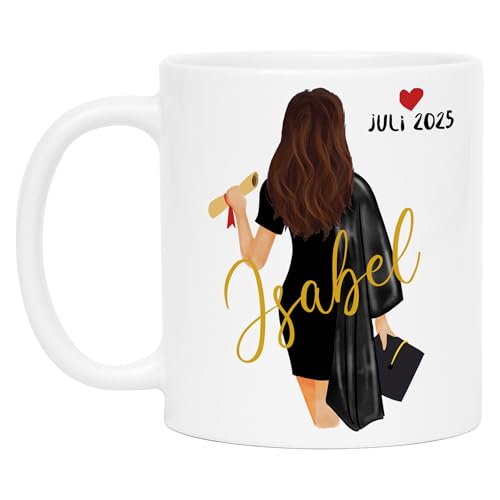 Kiddle-Design Bachelor Master Tasse 2025 zum Abschluss Geschenk mit Name Frau Absolventin Doktor Personalisierte Kaffeetasse von Kiddle-Design