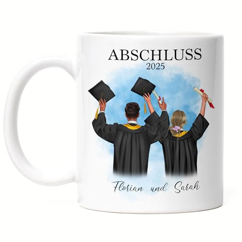 Kiddle-Design Bachelor Master Tasse 2025 Freundinnen Freunde Kommilitonen Abschluss Geschenk Personalisiert Schulabschluss Abitur von Kiddle-Design
