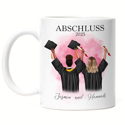 Kiddle-Design Bachelor Master Tasse 2025 Freundinnen Kommilitoninnenn Abschluss Geschenk Personalisiert Schulabschluss Abitur von Kiddle-Design