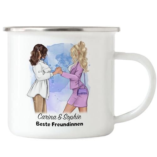 Kiddle-Design Beste Freundin Emaille Tasse Personalisiert Freundinnen Geschenk Schwester Mutter Freundschaft BFF Best Friends Tasse Geburtstag Weihnachten von Kiddle-Design