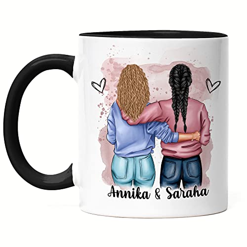 Kiddle-Design Beste Freundin Tasse Schwarz Personalisiert Name Geschenk Freundschaft Geburtstag Best Friend Freundinnen-Geschenk selbst gestalten von Kiddle-Design