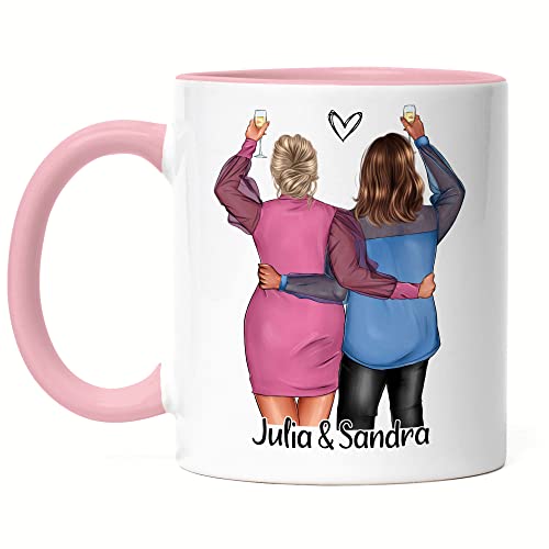 Kiddle-Design Beste Freundin Tasse Rosa Personalisiert Geschenk Geburtstag Name Best Friend Freundinnen-Geschenk gestalten Freundschaftstasse von Kiddle-Design