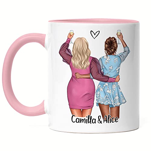 Kiddle-Design Beste Freundin Tasse Rosa Personalisiert Geschenk Name Geburtstag Best Friend Freundinnen-Geschenk gestalten Freundschaftstasse von Kiddle-Design