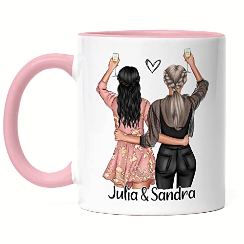 Kiddle-Design Beste Freundin Tasse Rosa Personalisiert Name Geschenk Geburtstag Best Friend Freundinnen-Geschenk Freundschaftstasse gestalten von Kiddle-Design