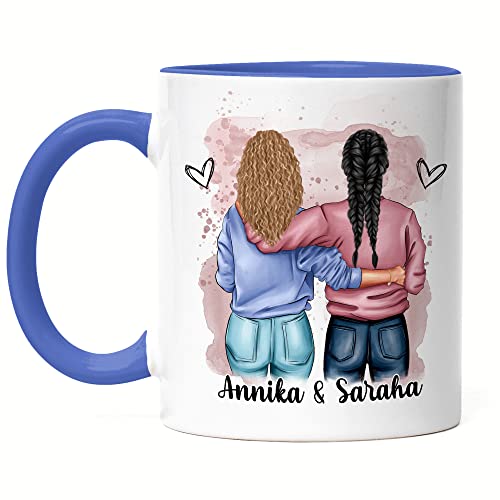 Kiddle-Design Beste Freundin Tasse Blau Personalisiert Name Geschenk Geburtstag Freundschaft Best Friend Freundinnen-Geschenk selbst gestalten von Kiddle-Design