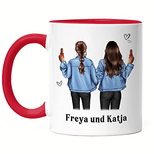 Kiddle-Design Beste Freundin Tasse Rot Personalisiert Beste Freundin Geschenke BFF Freundinnen Geschenk Beste Friends Tasse selbst gestalten von Kiddle-Design