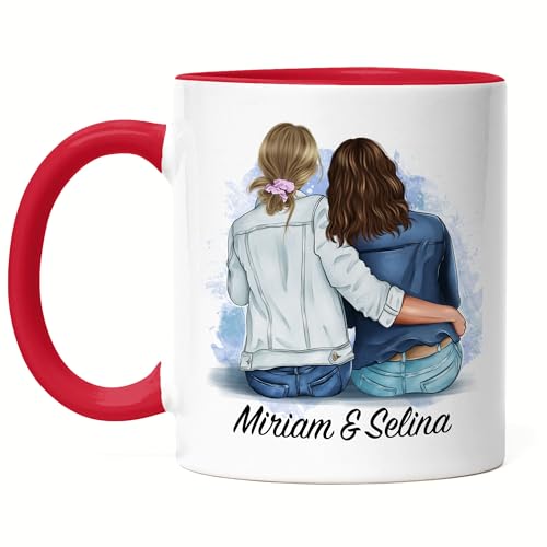 Kiddle-Design Beste Freundin Tasse Rot Personalisiert Geschenk Freundinnen Schwester Mutter Freundschaft BFF Best Friends Tasse Geburtstag Weihnachten von Kiddle-Design