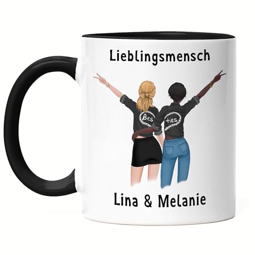 Kiddle-Design Beste Freundin Tasse Schwarz Freundschaftstasse personalisiertes Geschenk Best Friends BFF Schwester mit Namen Geburtstag Weihnachten von Kiddle-Design