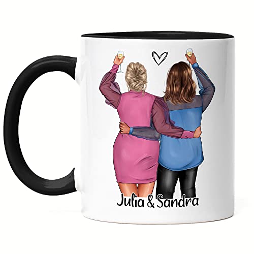 Kiddle-Design Beste Freundin Tasse Schwarz Personalisiert Geschenk Geburtstag Name Best Friend Freundinnen-Geschenk gestalten Freundschaftstasse von Kiddle-Design