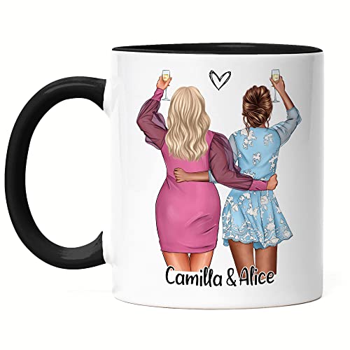 Kiddle-Design Beste Freundin Tasse Schwarz Personalisiert Geschenk Name Geburtstag Best Friend Freundinnen-Geschenk gestalten Freundschaftstasse von Kiddle-Design