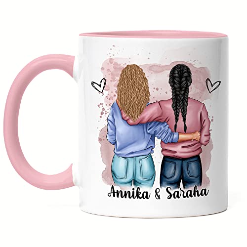 Kiddle-Design Beste Freundin Tasse Rosa Personalisiert Name Geburtstag Freundschaft Best Friend Freundinnen-Geschenk selbst gestalten von Kiddle-Design