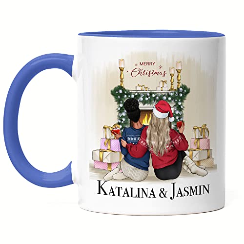 Kiddle-Design Beste Freundin Weihnachts-Tasse Blau Weihnachten Name Personalisiert Beste Freundin Geschenk Weihnachten Xmas Freundinnengeschenk von Kiddle-Design