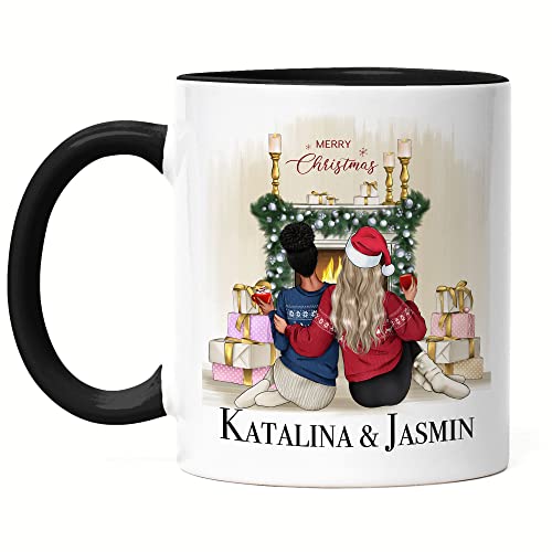 Kiddle-Design Beste Freundin Weihnachts-Tasse Schwarz Weihnachten Name Personalisiert Geschenk Weihnachten Xmas Freundinnengeschenk von Kiddle-Design