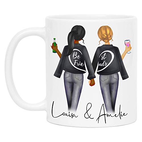 Kiddle-Design Beste Freundinnen Tasse Personalisiert Beste Freundin Name Geschenk Freundinnengeschenk Kaffeetasse von Kiddle-Design