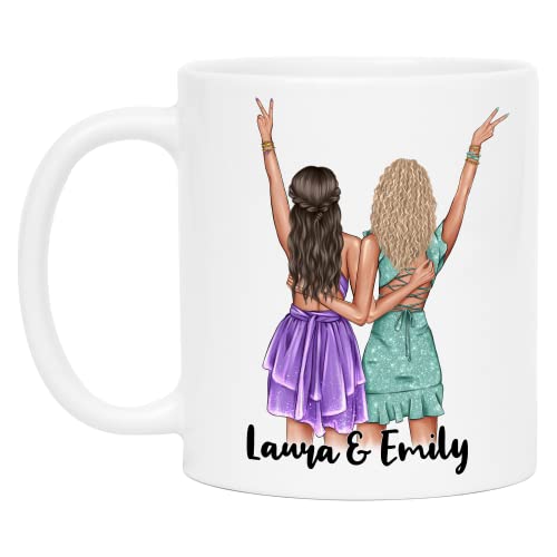 Kiddle-Design Beste Freundinnen Tasse Personalisiert mit Name Geschenk Geburtstag Beste Freundin Freundinnengeschenk Kaffeetasse von Kiddle-Design