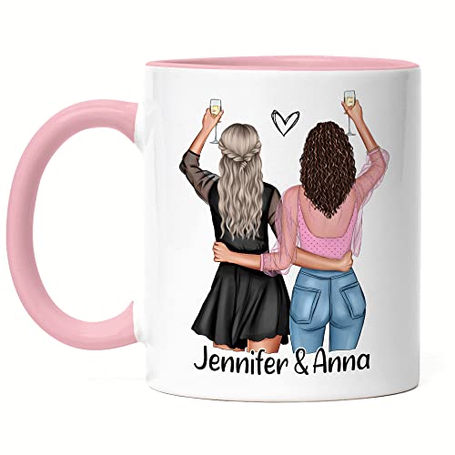 Kiddle-Design Beste Freundinnen Tasse Rosa Personalisiert Geschenk Geburtstag Name Best Friend Freundin-Geschenk gestalten Freundschaftstasse von Kiddle-Design