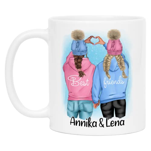 Kiddle-Design Beste Freundinnen Tasse Weihnachten Personalisiert Beste Freundin Schwester mit Name Geschenk Winter Xmas Freundinnengeschenk von Kiddle-Design