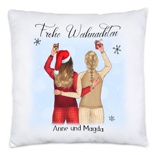 Kiddle-Design Beste Freundinnen Weihnachts-Kissen Weihnachten Personalisiert Beste Freundin mit Name Weihnachten Xmas Geschenk Freundinnengeschenk von Kiddle-Design