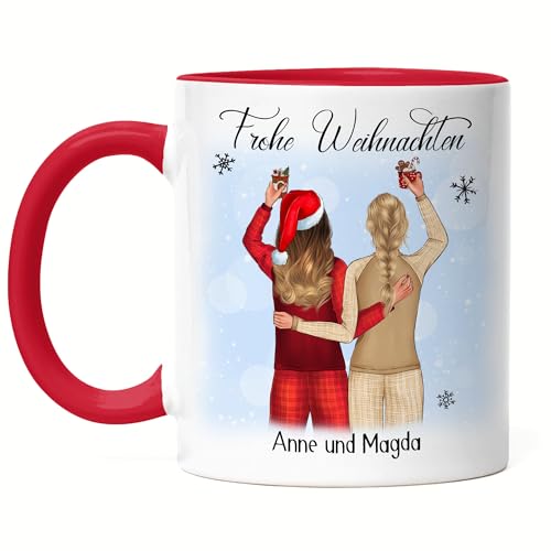 Kiddle-Design Beste Freundinnen Weihnachts-Tasse Rot Weihnachten Personalisiert Beste Freundin mit Name Weihnachten Xmas Geschenk Freundinnengeschenk von Kiddle-Design