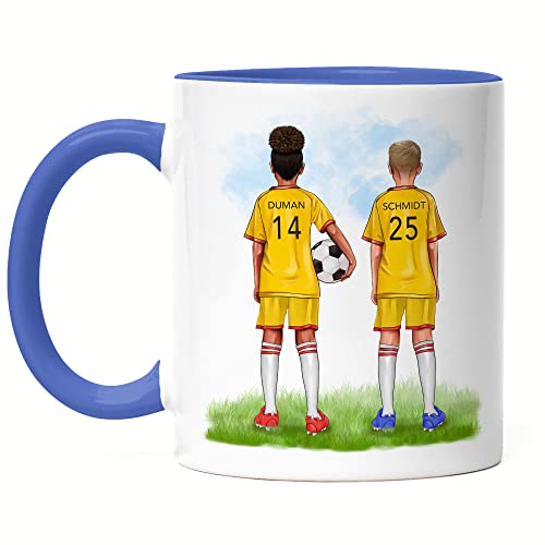 Kiddle-Design Beste Fußball Freunde Tasse Blau Personalisiert Namen Verein Fussball Fußballer Geschenk Fußballfan Fussballtasse Junge Mädchen von Kiddle-Design