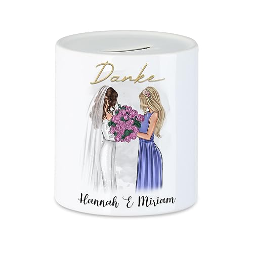 Kiddle-Design Braut & Trauzeugin Spardose Personalisiert Name Braut & Brautjungfer Schwester | Danke-Geschenk für Freundinnen Dankeschön Geldgeschenk Kiddle-Design Braut & Trauzeugin Spardose Personalisiert Name Braut & Brautjungfer Schwester | Danke-Geschenk für Freundinnen Dankeschön Geldgeschenk von Kiddle-Design