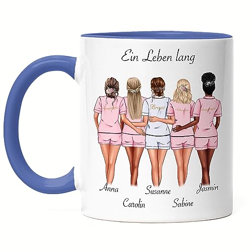 Kiddle-Design Brautjungfer Tasse Blau Personalisiert Name Braut & 4 Trauzeuginnen | Frage & Danke-Geschenk für Freundinnen Brautjungfern & Brautparty von Kiddle-Design