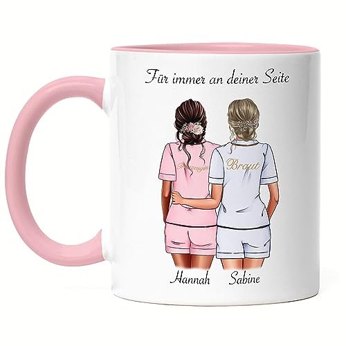 Kiddle-Design Brautjungfer Tasse Rosa Personalisiert Name Braut & Trauzeugin | Frage & Danke-Geschenk für Freundinnen Brautjungfern & Brautparty von Kiddle-Design
