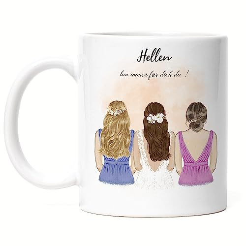 Kiddle-Design Brautjungfern Tasse Personalisiert mit Name Trauzeugin & Braut | Frage & Danke-Geschenk für Freundinnen Brautjungfernn Bridesmaid von Kiddle-Design