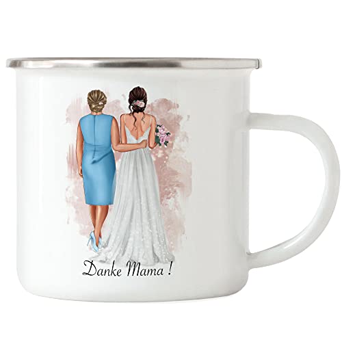 Kiddle-Design Brautmutter Emaille Tasse Geschenk Mutter der Braut Bräutigam Hochzeit Personalisiert Trauzeugin Fragen Brautjungfer Mama Tochter von Kiddle-Design