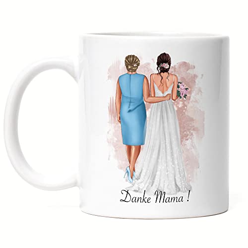 Kiddle-Design Brautmutter Tasse Geschenk Mutter der Braut Bräutigam Hochzeit Personalisiert Trauzeugin Fragen Brautjungfer Mama Tochter von Kiddle-Design