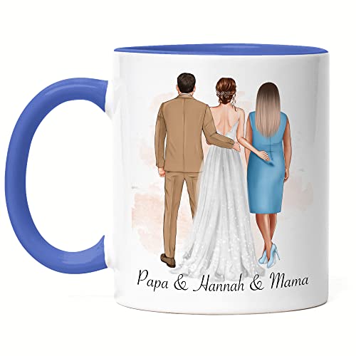 Kiddle-Design Brautmutter & Brautvater Tasse Blau Geschenk Mutter Vater der Braut Hochzeit Personalisiert Brauteltern Geschenk Mama Papa Tochter von Kiddle-Design