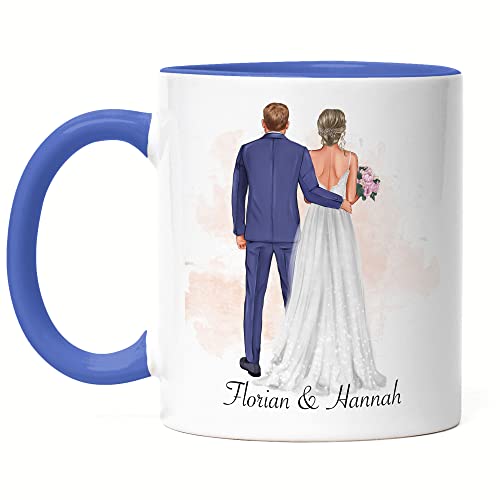 Kiddle-Design Brautvater Tasse Blau Geschenk Vater der Braut Bräutigam Hochzeit Personalisiert Fragen Brautjungfer Vater Tochter Opa Bruder von Kiddle-Design