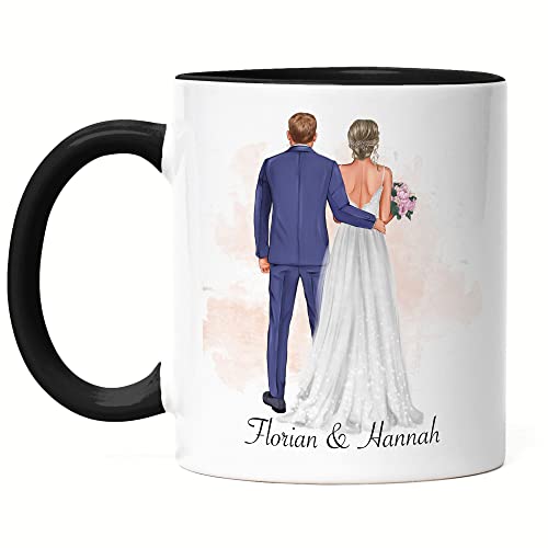 Kiddle-Design Brautvater Tasse Schwarz Geschenk Vater der Braut Bräutigam Hochzeit Personalisiert Fragen Brautjungfer Vater Tochter Opa Bruder von Kiddle-Design