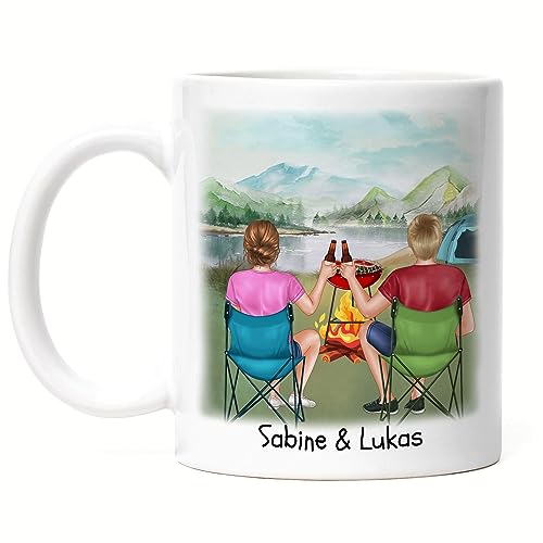 Kiddle-Design Camping Tasse Pärchen Paar Zelten Wohnmobil Womo Van Camper Wohnwagen Personalisiert Geschenk für Camper mit Name von Kiddle-Design