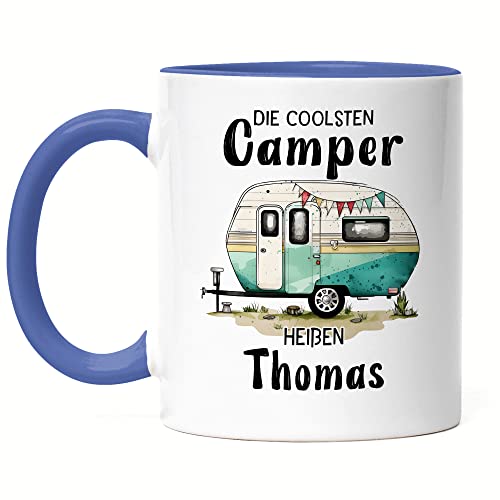 Kiddle-Design Die coolsten Camper heißen Tasse Blau Personalisiert Wohnwagen Wohnmobil Camping Kaffeebecher von Kiddle-Design