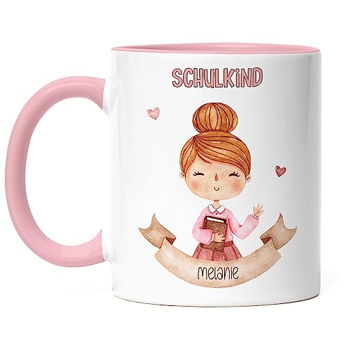 Kiddle-Design Einschulung 2024 Tasse Rosa Personalisiert für Mädchen | Schulkind Geschenk | Mit Name Perfektes Geldgeschenk zum Ersten Schultag von Kiddle-Design