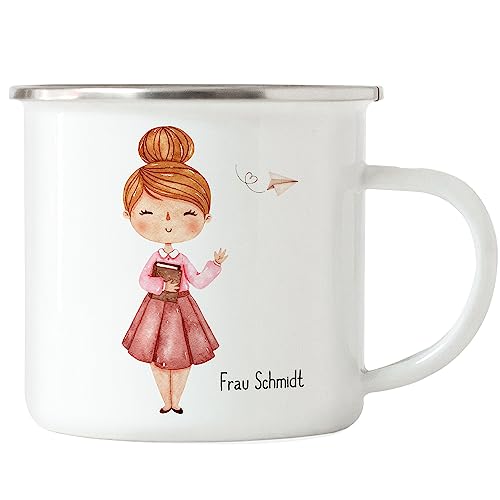 Kiddle-Design Emaille Tasse für Lehrerin Personalisiert mit Name | Abschluss Studium Lehrer | Dankeschön Geschenk für Beste Lehrerin | Lehrergeschenke von Kiddle-Design