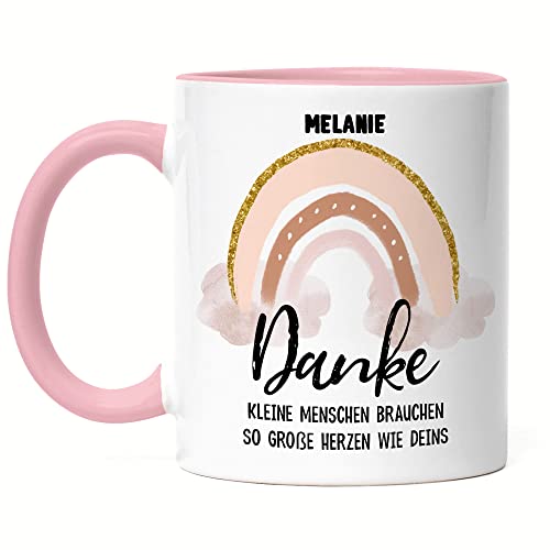 Kiddle-Design Erzieher Tasse Rosa Dankeschön Erzieherin Geschenk Danke Abschiedsgeschenk Kindergarten Kita Abschied Tagesmutter Kindergärtnerin von Kiddle-Design