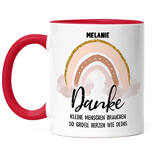 Kiddle-Design Erzieher Tasse Rot Dankeschön Erzieherin Geschenk Danke Abschiedsgeschenk Kindergarten Kita Abschied Tagesmutter Kindergärtnerin von Kiddle-Design