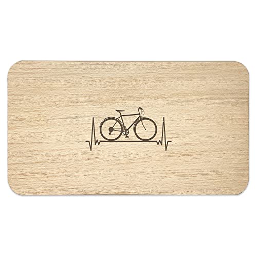 Kiddle-Design Fahrrad Frühstücksbrettchen Heartbeat Geschenk Fahrradfahrer Radfahrer Fahrradfahrerin mit Fahrradmotiv Bike Holz Brett von Kiddle-Design