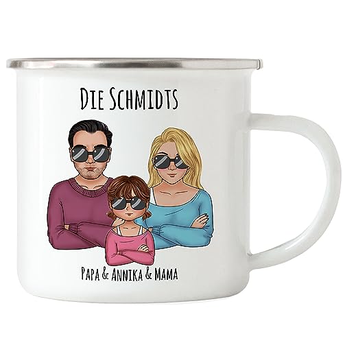 Kiddle-Design Familien Emaille Tasse Personalisiert Vater Mutter Kind Muttertag Vatertag Papa Mama Coole Family Sohn Tochter von Kiddle-Design