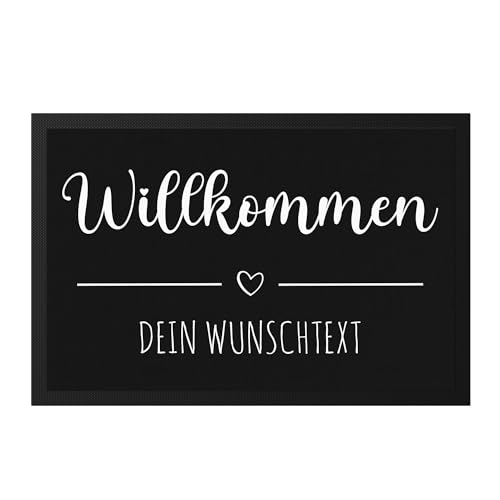 Kiddle-Design Fußmatte personalisiert Herzlich Willkommen mit Namen Geschenk Einzug Richtfest Fußabtreter flach & dünn 60x40cm Türvorleger von Kiddle-Design